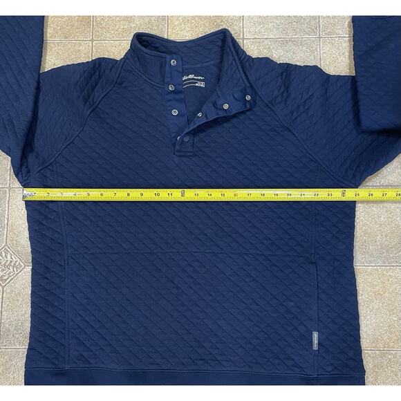 Eddie Bauer Sweater Adult XL Blue Quilted 1/4 Button Long Sleeve Pullover-Casual - Picture 3 of 10